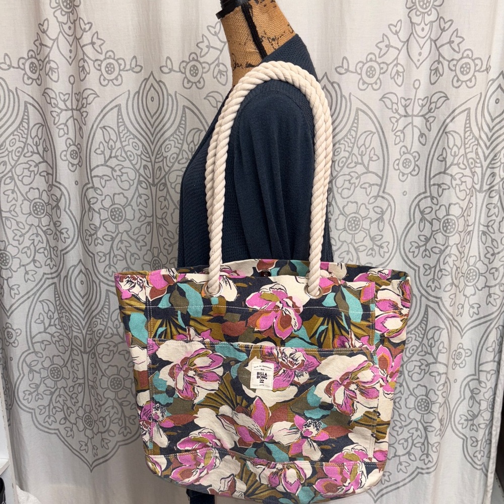 Floral Canvas Billabong Tote Bag
